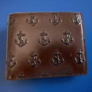 JACK SPADE Warren Street Mens Brown Leather Wallet - Anchors, Sailor Tattoos new